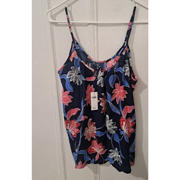 Gap Womens Medium Spaghetti Strappy Blouse Floral Boho Blue Pink EVERYDAY top - Picture 1 of 8